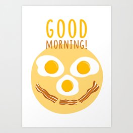 Good morning print Art Print | Drawing, Cute, Eggs, Morning, Simple, Smiling, Yellow, Egg, Illustration, Yolk 