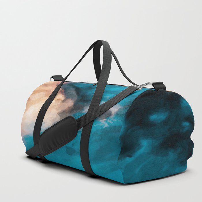 vintage splash painting texture abstract in blue and brown Duffle Bag