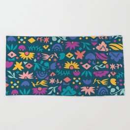 folksy flower doodles Beach Towel