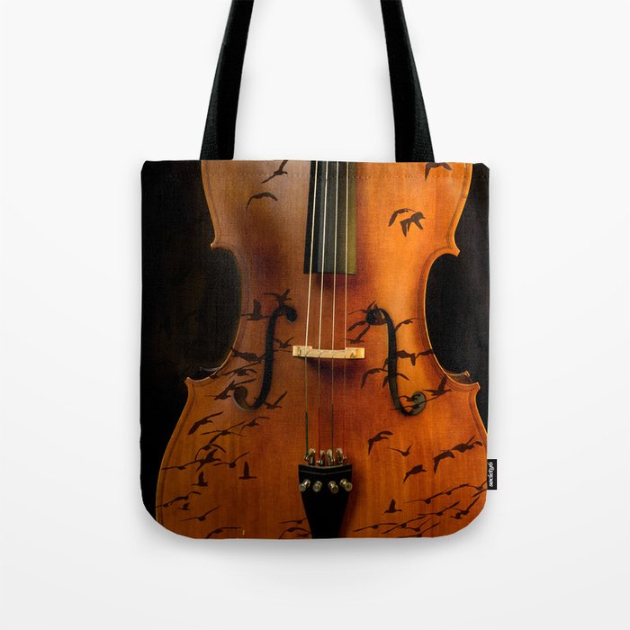 Cello bird music Tote Bag