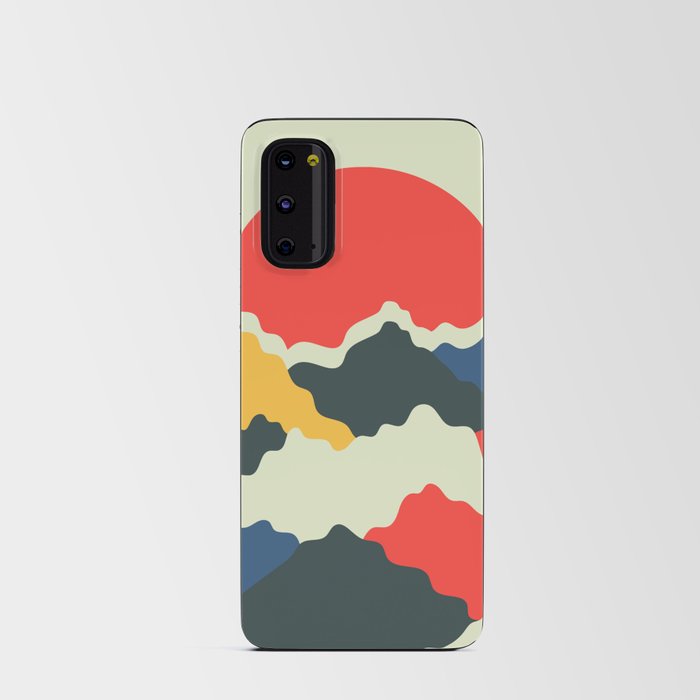 Vintage Retro 50s and 60s Color Palette Mid-Century Minimalist Nature Mountains and Sun Android Card Case