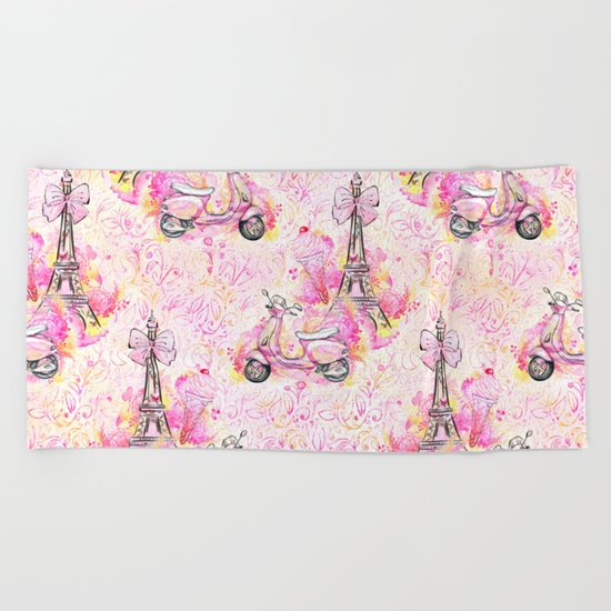 Fashion and Paris #3 Beach Towel