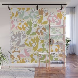 Pastel Panda Playground Pattern - Retro Wall Mural