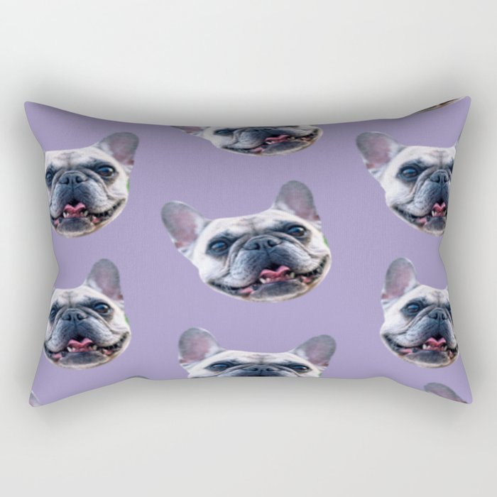 light purple dog pattern cute puppy french bulldog Rectangular Pillow