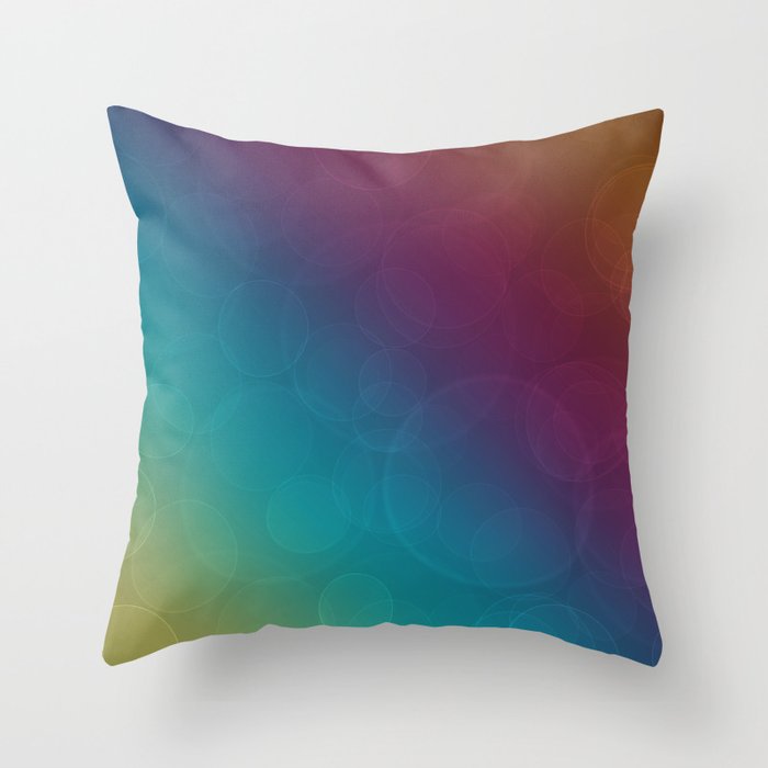 Bohek Bubbles on Rainbow of Color - Ombre multi Colored Spheres Throw Pillow