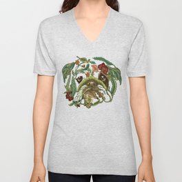Botanical English Bulldog V Neck T Shirt