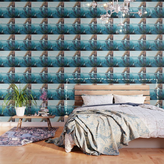 Surreal Ocean Dream 'Fairy Girl and the Shark' Wallpaper