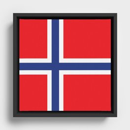 Norway Flag Print Norwegian Country Pride Patriotic Pattern Framed Canvas