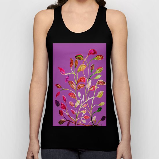 For Valentine's Day Enjoy Purple Plum, Red and Green Leaves! Unisex Tank Top