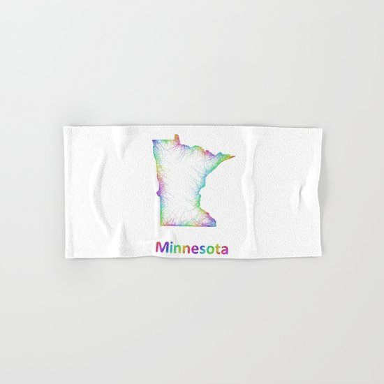 Rainbow Minnesota map Hand & Bath Towel