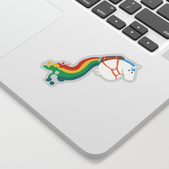 Fat Unicorn on Rainbow Jetpack Sticker
