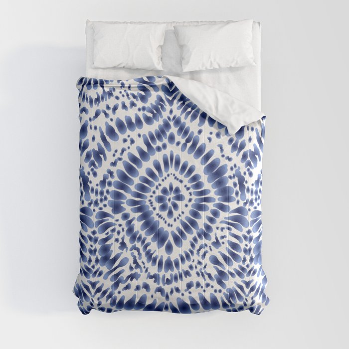 Indigo Blue Tie Dye Textile Pattern Comforter