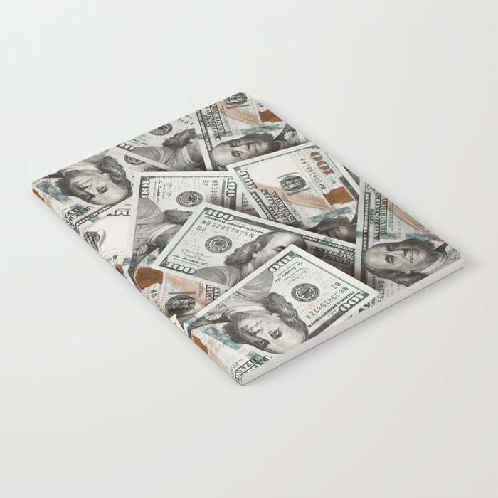 Money background of one hundred dollar bills Notebook