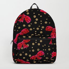 Red bow and glitter golden polka dots seamless pattern Backpack