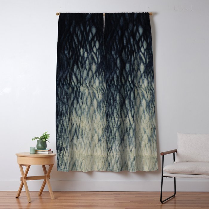 Arashi Tie Dye Black And White Ombre Blackout Curtain By