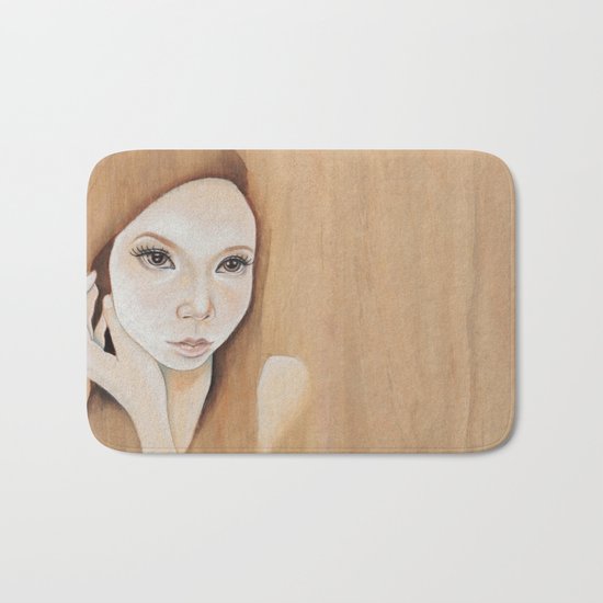 Self Portrait on Wood Bath Mat