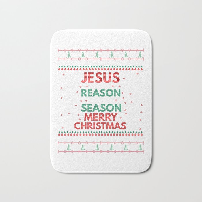 UGLY CHRISTMAS SWEATERS - JESUS THEME Bath Mat