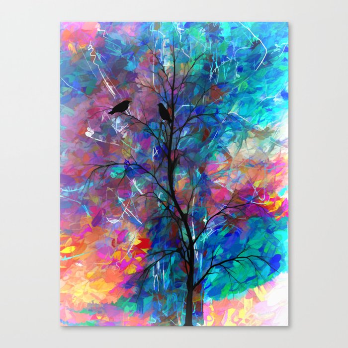 Love Birds Abstract Painting Canvas Print By Olenaart Society6