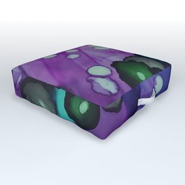 purple  hues of rain Outdoor Floor Cushion | Pattern, Teal, Abstract, Purple, Dots, Grey, Green, Painting, Purplegreen, Ink 