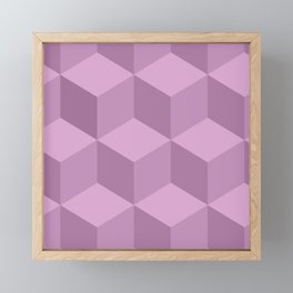 Purple cubes geometric pattern Framed Mini Art Print