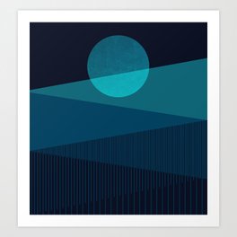 Abstraction_BLUE_MOON_NIGHT_Minimalism_001 Art Print