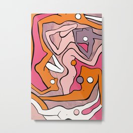 Ecstatic Nudes 2 Metal Print | Minimal, White, Woman, Orange, Abstract, Shape, Acrylics, Lilac, Painting, Body 