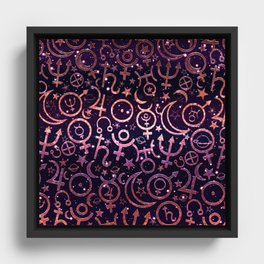 Purple Planetary Signs Framed Canvas