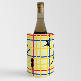 Dancing like Piet Mondrian - New York City I. Red, yellow, and Blue lines on the light green background Wine Chiller