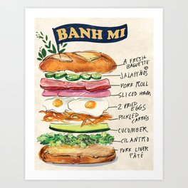 Banh Mi Sandwich Recipe Art Print