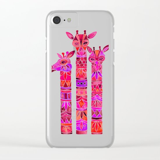 Giraffes – Magenta Ombré Clear iPhone Case