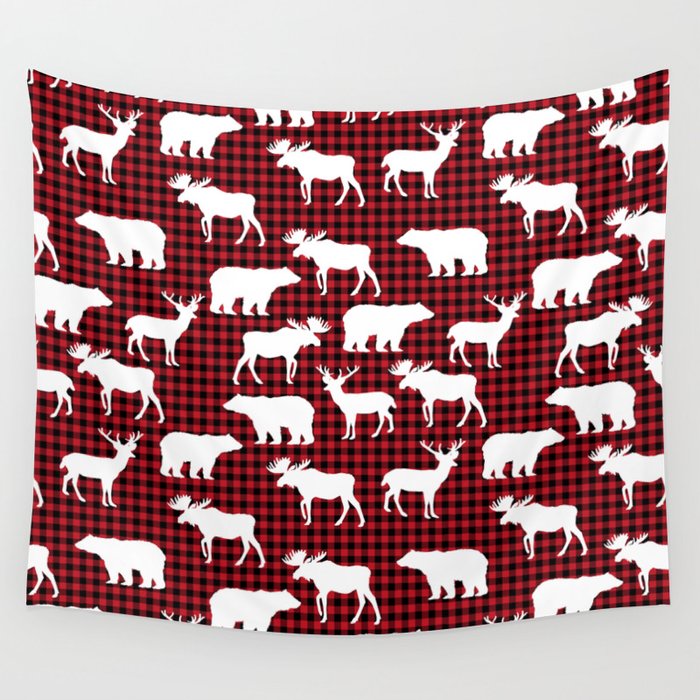 Plaid Camping Animals Minimal Bear Moose Deer Nursery Decor Gender