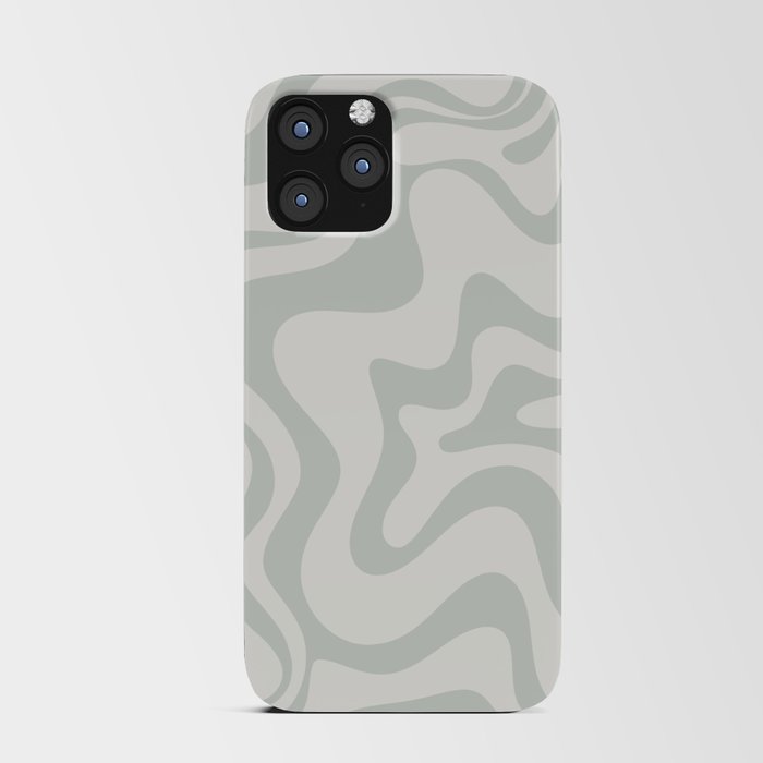 Liquid Swirl Abstract Pattern in Pale Stone and Light Silver Sage Gray iPhone Card Case