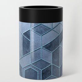 Art Deco Chrome + Metallic Blue Abstract Geometry  Can Cooler