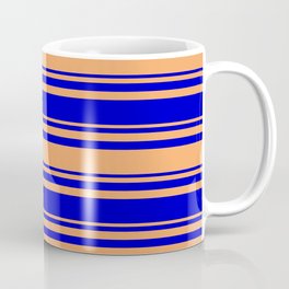 Brown & Blue Colored Stripes Pattern Coffee Mug | Brown, Twocolors, Lines, Basic, Striped, Minimal, 2Colors, Pattern, Linedpattern, Linespattern 
