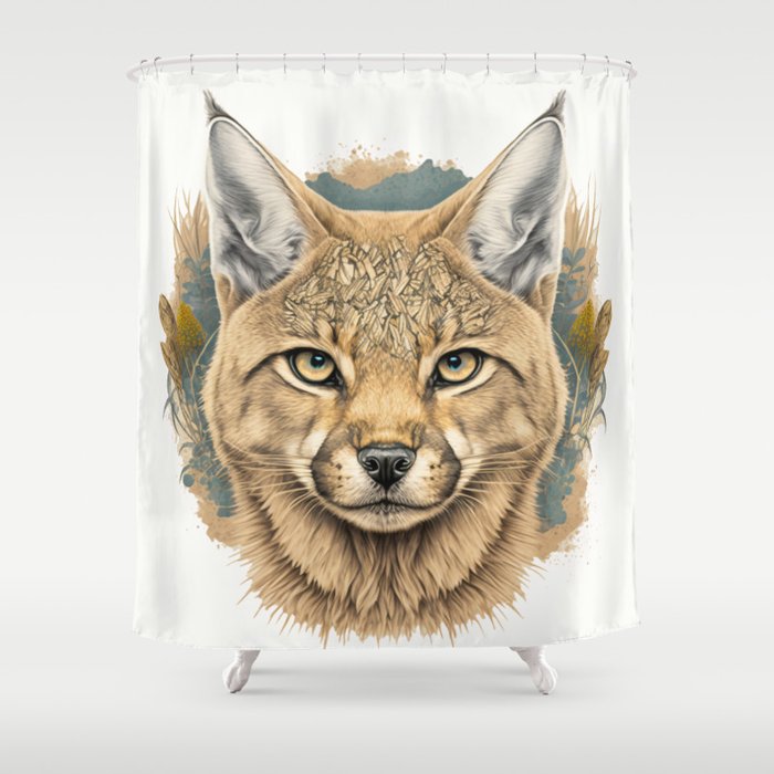  Unleashing the Wild: A Stunning African Wild Cat Design Shower Curtain