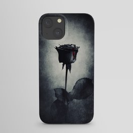 Goth Black Rose Dripping Blood on Black Grunge iPhone Case
