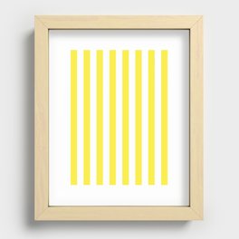 Yellow and White Cabana Stripe Pattern Recessed Framed Print