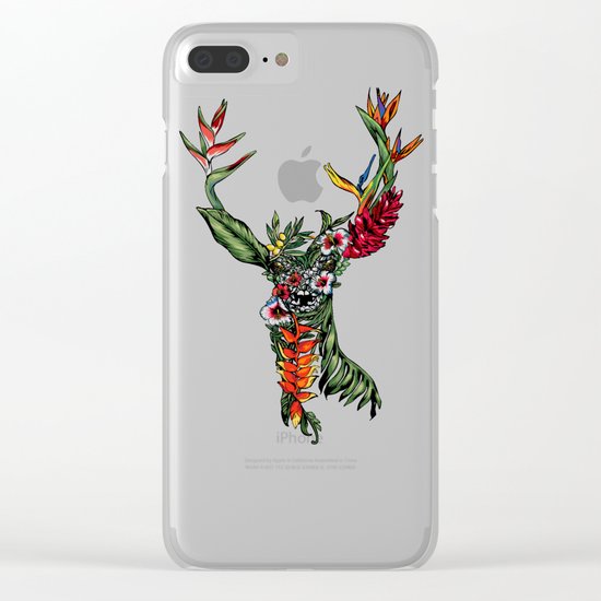 Tropical Deer Clear iPhone Case