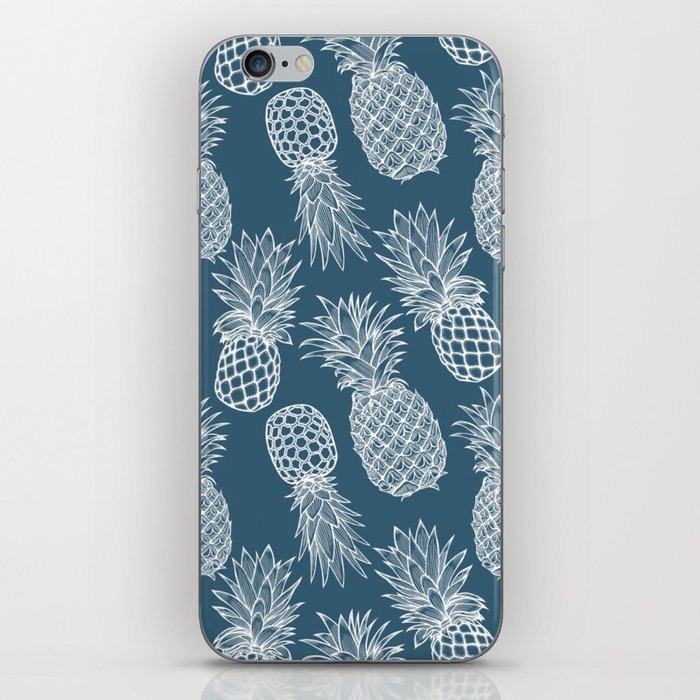 Fresh Pineapples Blue & White iPhone Skin
