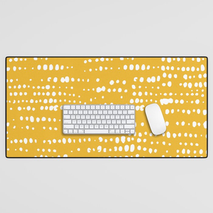 Abstract Spotted Pattern in Yellow Desk Mat