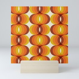 Orange, Brown, and Ivory Retro 1960s Wavy Pattern Mini Art Print