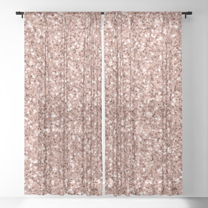 Rose Gold Glitter Pattern Sheer Curtain, Rose Gold Glitter Curtains