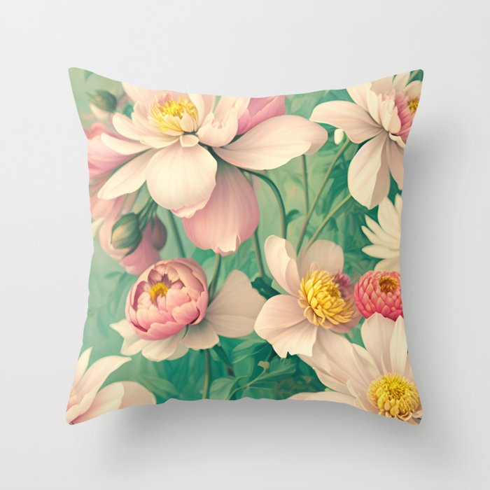 Dazed Peonies Throw Pillow