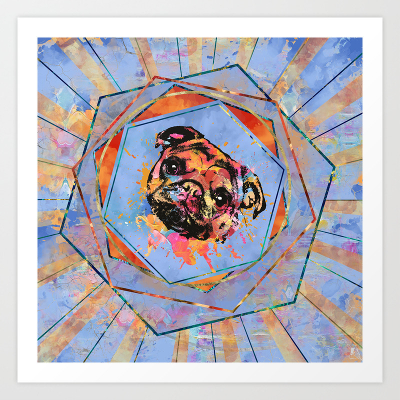 Pug Dog Portrait Abstract Mixed Media Art Print By K9printart