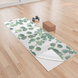 Decorative Eucalyptus Leaves Yoga Towel
