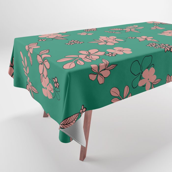 Pink teal floral Tablecloth