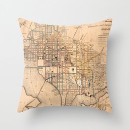 Vintage Map of Washington D.C. (1879) Throw Pillow