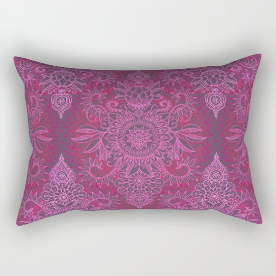 Magenta, Pink & Coral Protea Doodle Pattern Rectangular Pillow