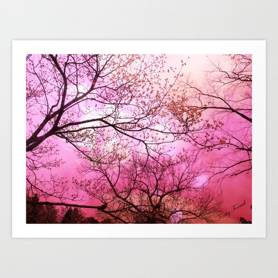 Surreal Pink Trees Nature Art Print