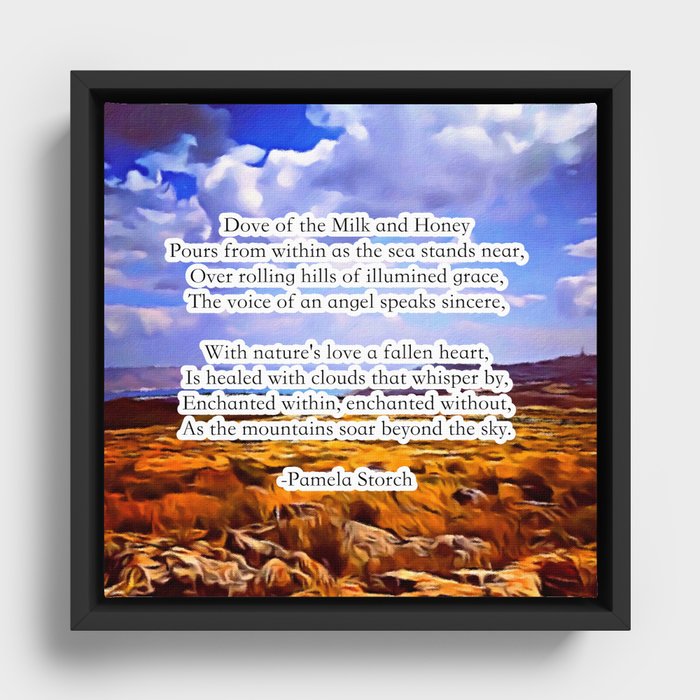 Dove of the Milk and Honey Poem Framed Canvas